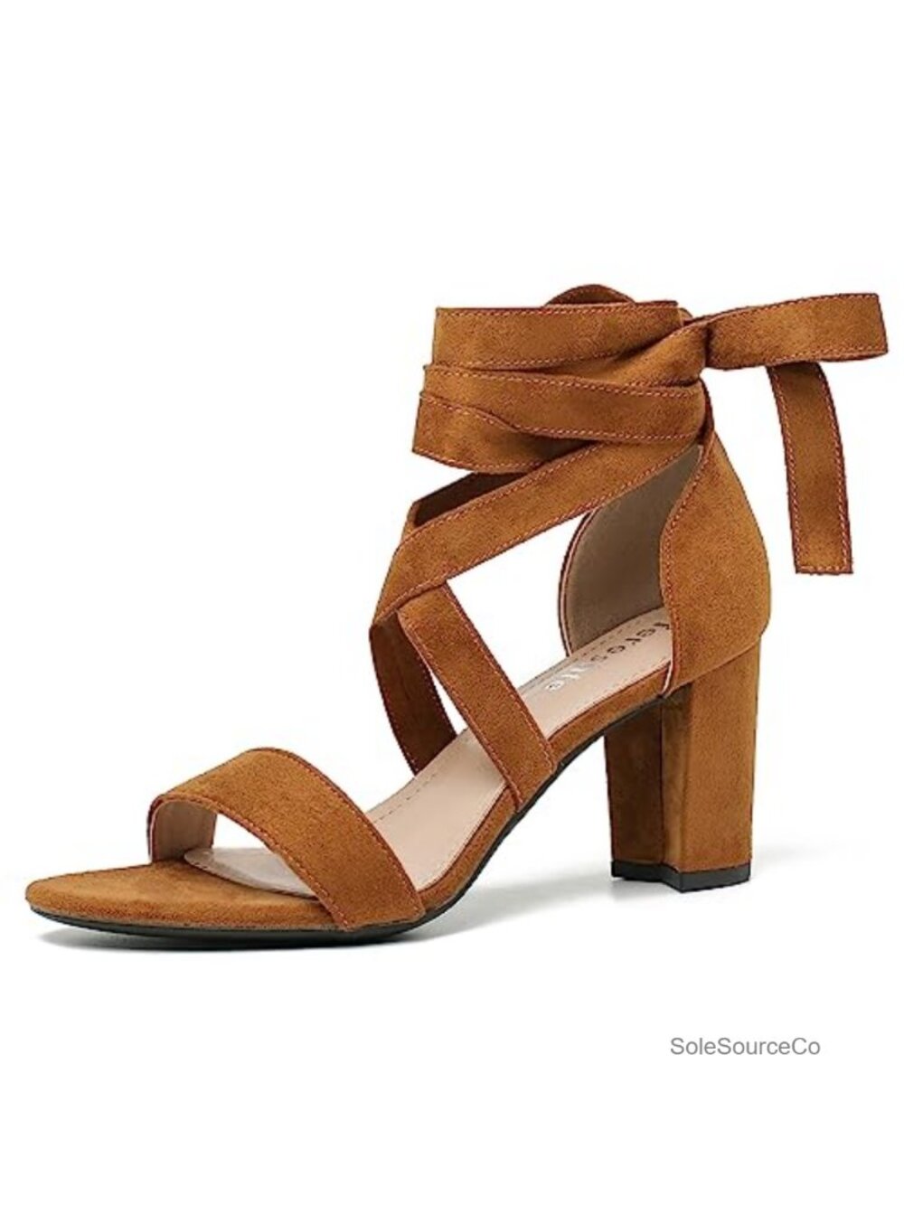 Strappy Lace Up Ankle Wrap Block Heel Sandals 3 Inch Chunky Heels